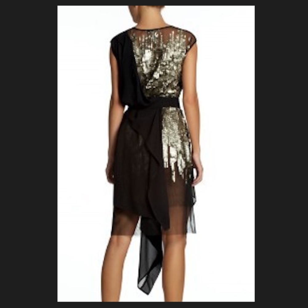 BCBG MAXAZRIA Black Runway Sequinembelished Dress